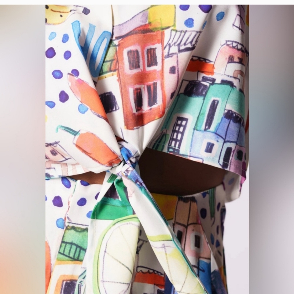 New AKIRA two piece crazy print wide leg pants set - Picture 5 of 5